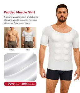 <span class=keywords><strong>Haut</strong></span> de compression pour hommes à manches courtes, avec rembourrage amovible, pour le renforcement musculaire et le modelage corporel - Product Image 4