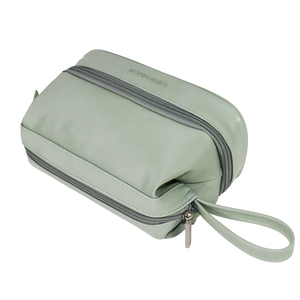 Green Senrong Luxury Vintage Eco-friendly Fashion Large Capacity PU Leather Travel Makeup <b>Pouch</b> Zipper Closure Organizer - Product Image 4