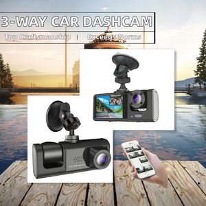 กล้องบันทึกวิดีโอติดรถยนต์แบบ 3-Way WiFi พร้อมกล้องมองหลังและหน้ารถ สำหรับยานพาหนะ รองรับการจัดเก็บข้อมูลด้วย MicroSD - Product Image 2