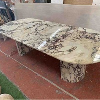 Exclusif Long Large 300cm Ovale Calacatta Viola Rose Table à Manger Design à Vendre avec Base en Forme de D