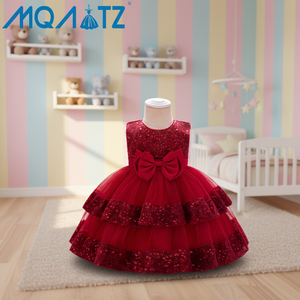 <span class=keywords><strong>Robe</strong></span> de Soirée Fleurie Meiqiai pour Bébés Filles, <span class=keywords><strong>Robe</strong></span> Formelle Blanche à Paillettes pour Anniversaires d'Enfants, Jolies Robes de Première <span class=keywords><strong>Communion</strong></span> à Nœud L2220XZ - Product Image 2