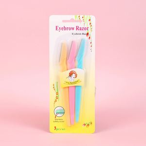 Kit de rasoir facial 3-en-1 en acier inoxydable pour la vente en gros, avec embout incliné, sûr et facile, pour la coupe des sourcils et l'épilation du visage, outil de dermaplaning - Product Image 1