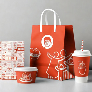 Bandeja de papel de cartón impresa personalizada Fast Hot Dog Chicken Popcorn Burger Chips Fries Box Takeaway Restaurant Food Packaging - Product Image 6