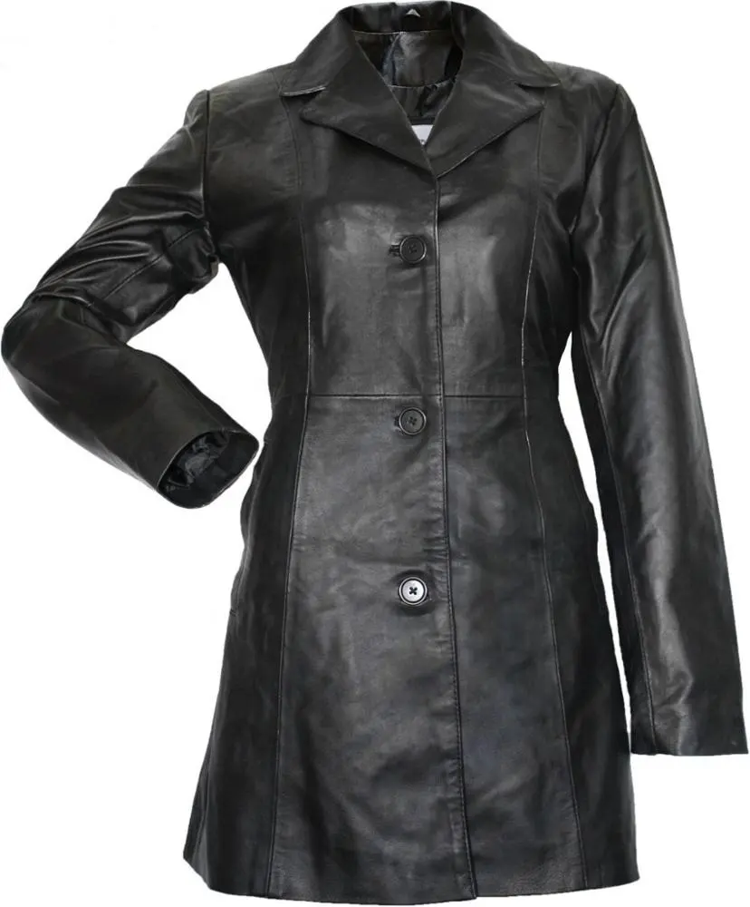 Ladies Leather Coat Women Real Sheep Leather Coat Single-breasted Mid Long Outwear Jacket