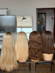 Pemium casher cheveux humains dentelle perruque Sheitel juif perruques pleine haute qualité cheveux lâche Curl couleur brune 17 pouces - Product Image 5