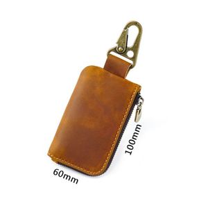 Cases Cowhide Leather Keychain <b>Men</b> Women Holder Organizer <b>Pouch</b> Split Car Wallet Housekeeper Key Case Mini Card Bag - Product Image 6