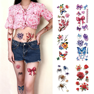 Adesivi per tatuaggio impermeabili temporanei con fiori <span class=keywords><strong>personalizzati</strong></span> da donna con Design di carta Sexy - Product Image 1
