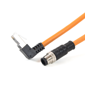 Câble <span class=keywords><strong>Ethernet</strong></span> industriel IP67 CAT6 en gros, câble de communication de données RJ45 codé M12 x 8, câble de raccordement interne à <span class=keywords><strong>coude</strong></span> SFTP en cuivre pur - Product Image 1