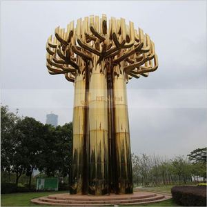 Escultura de Árbol Moderna Personalizada de Acero Inoxidable con Diseño Art Deco, Impermeable y Duradera para Uso en Exteriores - Product Image 6
