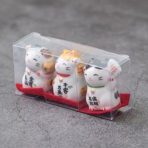 ตุ๊กตาญี่ปุ่นเครื่องลายครามขนาด3.5ซม. 3.5ซม. เซรามิกขนาดเล็กนำโชครูปปั้นแมวเนโกะสำหรับตกแต่งบ้านโรงแรมรถ - Product Image 5