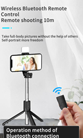 Bâton de Selfie télescopique Portable R1S trépied ABS réglable avec lumière de remplissage pour Smartphones iOS/Android accessoires de téléphone portable