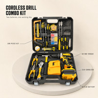 Kit combiné perceuse électrique sans fil 108 pièces 21V avec mandrin auto-serrant, ensemble d'outils de réparation OEM avec batterie 4000mAh pour le travail du bois