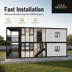 โรงงานผลิตบ้านสำเร็จรูป NEWGEN DEVELOPMENT บ้านคอนเทนเนอร์แบบโมเดิร์น ดีไซน์วิลล่าปรับเปลี่ยนรูปแบบได้ โครงสร้างเหล็กสำเร็จรูป - Product Image 1