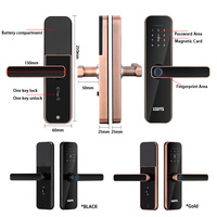 Serrure de porte intelligente électronique XSDTS F5 Tuya Wifi avec empreinte digitale, carte intelligente, mot de passe, clé, déverrouillage, charge d'urgence USB