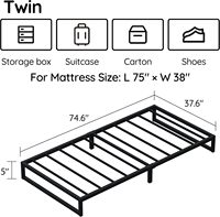 Richwanone Sommier double 5 pouces en métal avec support à lattes en acier, portable pour appartement, sans sommier à ressorts