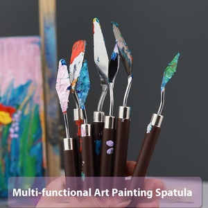 Conjunto al por mayor de espátula acrílica Gouache, espátula para pintura al óleo, raspador de pintura, mango de madera para artistas, cuchillo de paleta, suministros de arte - Product Image 3