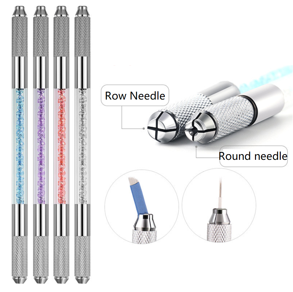 Универсальный двухсторонний 3D отбеливатель бровей Кристалл Татуировка ручка микроблейдинг ручка держатель ручная ручка Перманентный макияж инструмент оптовая продажа
