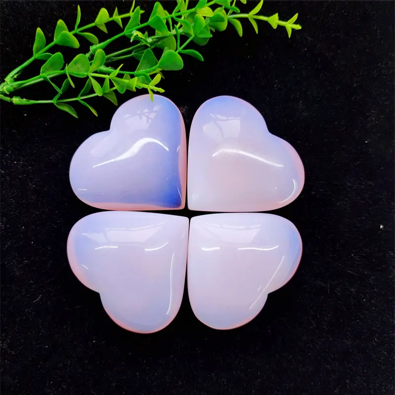 6 cm Pink Opalite Heart Crystals Craft Opal Heart For Decoration