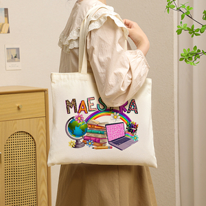 Bolsa de Lona Personalizada con Diseño de Regalos para Maestras de Español, Bolsa de Hombro Personalizada para Viajes, Bolsa de Compras para Mujer - Product Image 5