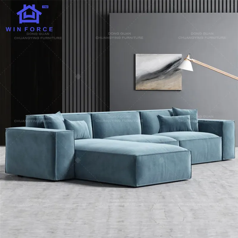 Winforce Luxury Modern Living Room Sofa Set Furniture Fabric Couch Modular Sofas Sectionals Nordic Style Velvet Corner Sofa