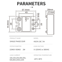 Regulator Tegangan Solid State 0-220VAC/0~380VAC 10A 15A 25A 40A 50A 60A 80A 100A 120A Fase Tunggal Resistansi SCR VA SSR Relay