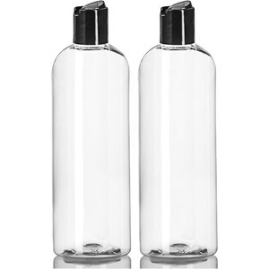 Ljdeals Bouteilles en plastique transparent de 16 oz avec bouchons à rabat noir, compressibles et rechargeables pour shampoing, lotion, soins personnels - Product Image 1