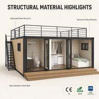 Maison préfabriquée écologique imperméable de luxe moderne de 20 pieds à un étage pour hôtel, appartement, villa ou chalets
