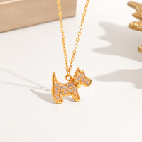Collier simple et léger avec pendentif chien entièrement pavé scintillant pour femme, bijoux de mode de haute qualité, vente en gros TGXL14782