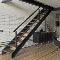 Vente en gros Nouveau design Escalier démontable en acier fabriqué Poutre en acier inoxydable Escaliers droits Prix d'usine Matériau en bois
