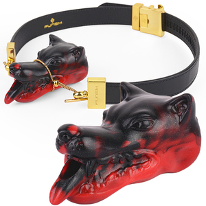 NNSX Forma de perro Boca abierta Plug Mujer Sexy Bondage SM Juego Arnés de cuero <span class=keywords><strong>Oral</strong></span> Gags <span class=keywords><strong>Consolador</strong></span> de silicona - Product Image 1