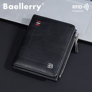 กระเป๋าสตางค์แบบสั้นสำหรับผู้ชาย Baellerry สีดำ ป้องกัน RFID พร้อมช่องใส่เหรียญแบบซิป ใช้ได้ทุกวัน - Product Image 1
