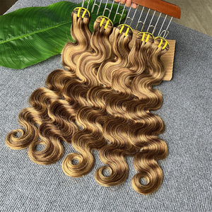 P4/27 <strong>Body</strong> <strong>Wave</strong> Highlighted Human Hair Bundles Honey Brown Curly Hair Weaves Bundle Raw Virgin Hair Extension for Black Woman - Product Image 6