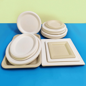 Tùy Chỉnh Mía Bã Mía Bột Giấy Món Ăn Tấm Compostable Phân Hủy Sinh Học Dùng Một Lần Bã Mía Lớn Tấm Khay - Product Image 3