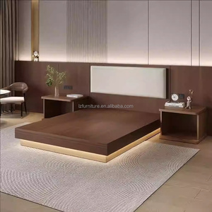Low Price Hotel Bedroom <b>Set</b> Double <b>Single</b> <b>Bed</b> with Soft Headboard Bedside Table TV Wall Unit Storage Desk for 3 Star Chain Hotel - Product Image 5