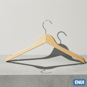 Premium Basic Wooden Hangers <b>Solid</b> Wood Clothing Organizer Natural Finish Eco Friendly <b>Wardrobe</b> Storage Boutique Custom Logo - Product Image 1