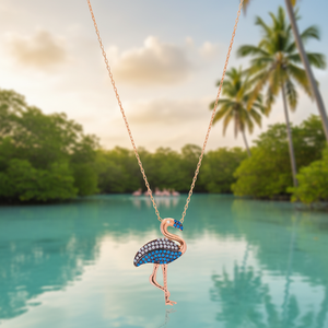 Flamingo Animal Design <b>Clear</b> Zircon Sapphire Stone Charm Pendant Turkish Handcrafted Wholesale 925 Silver Sterling Jewelry - Product Image 3