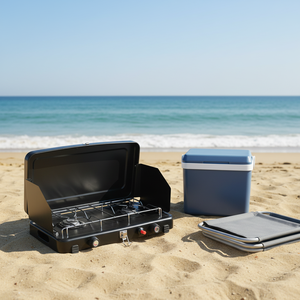 BBQ-118 Cuisinière à <span class=keywords><strong>gaz</strong></span> GPL portable en acier inoxydable à double usage pour la cuisson en extérieur, idéale pour les camping-cars, avec allumage électronique, hautement efficace - Product Image 3