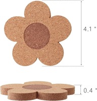 Sous-Verre en Liège Personnalisé de Haute Qualité, en Forme de Fleur, Lot en Liège Naturel
