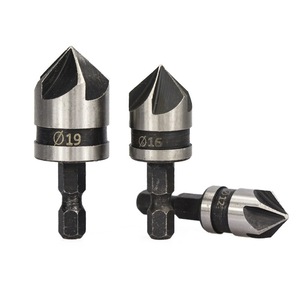 Hexagonal Round Shank Chamfering <b>Tool</b> 12 16 19mm Carbide Tipped <b>Woodworking</b> Hole Opener Countersink Set - Product Image 5