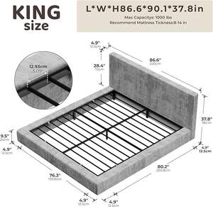 <span class=keywords><strong>Lit</strong></span> rembourré minimaliste à commande par courrier moins cher avec tête <span class=keywords><strong>de</strong></span> <span class=keywords><strong>lit</strong></span>, plateforme rembourrée <span class=keywords><strong>de</strong></span> mousse <span class=keywords><strong>de</strong></span> 5 pouces, assemblage facile, article <span class=keywords><strong>de</strong></span> bricolage rapide - Product Image 3