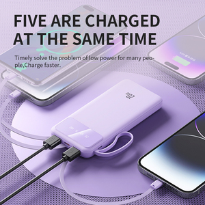 2025 Hot Bán xách tay Slim ngân hàng điện 20000mAh sạc nhanh với 4 cáp USB cắm đèn Pin LED hiển thị Powerbank 10000mAh - Product Image 4