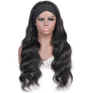 Doğal siyah renk 1B # vücut dalga makine yapımı bandı ekli tutkalsız hiçbiri dantel ön İnsan saçı peruk siyah kadınlar için