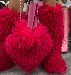 Vente chaude Fausse Fourrure De Mongolie Coeur Sac À Main Y2K Bottes De Fourrure De Mongolie Femme De Luxe Fourrure <span class=keywords><strong>Fourre</strong></span>-Tout En Gros Moelleux Bouclés <span class=keywords><strong>Botte</strong></span> De Neige - Product Image 5