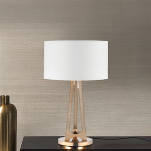 Nouvelle lampe de bureau de luxe en fer finition laiton mat, grande taille, avec abat-jour en tissu blanc pour l'éclairage intérieur des hôtels - Product Image 6