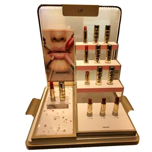 2022 New Style Counter top Acrylic Cylinder Cosmetics Lipgloss Display Rack lipstick Makeup Displays Stand