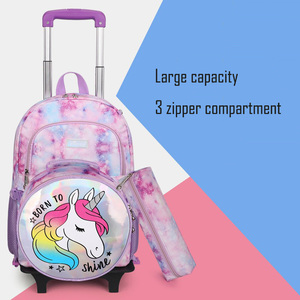 Juego de 3 bolsos de cuero PU para niños, <span class=keywords><strong>mochila</strong></span> escolar <span class=keywords><strong>con</strong></span> <span class=keywords><strong>ruedas</strong></span> para llevar - Product Image 6