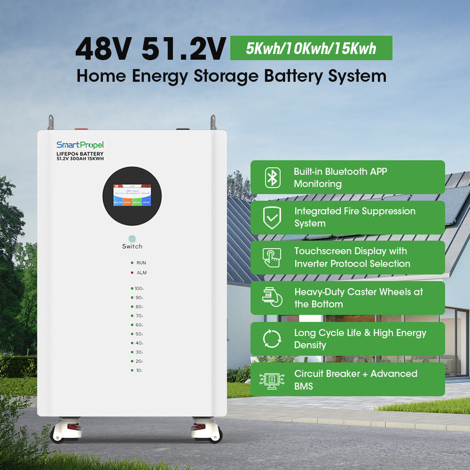 15kwh Movable Touchscreen Solar LiFePO4 48v 300ah Lithium Battery 51.2v ...