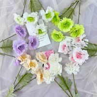 Bouquet de fleurs artificielles en soie faites à la main, chrysanthèmes et œillets, pour mariage, fête des mères, Noël, décoration de la maison
