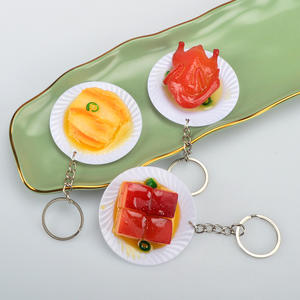 พวงกุญแจจานเรซิ่นขนาด 5.5 ซม. รูปอาหารจีน หมูตุ๋น ของเล่นอาหารพีวีซี ของเล่นอาหารเหมือนจริง - Product Image 3