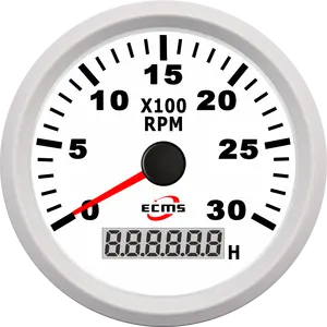 Putih 85Mm 3000RPM Instalasi Yang Mudah Tachometer RPM Gauge Tachometer untuk Mesin Diesel